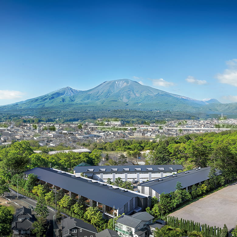 浅間山と建物完成予想CG